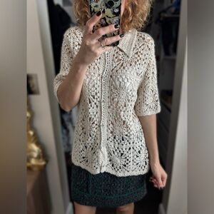 Ultra Pink crochet top blouse size M